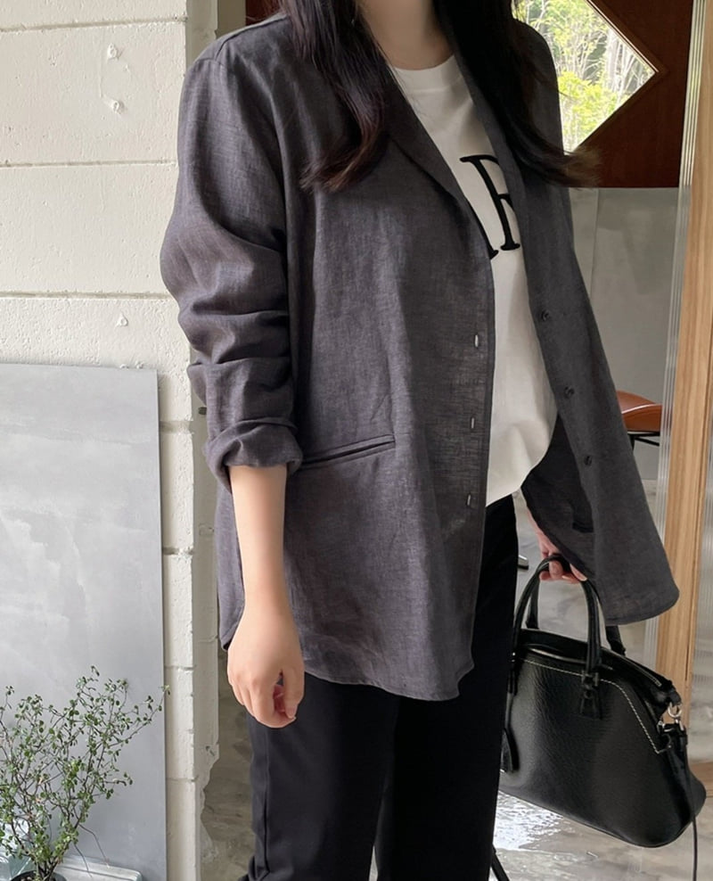 Mu - Korean Women Fashion - #vintagekidsstyle - Linen Shawl Cardigan Jacket - 7