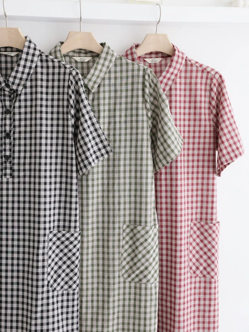 Mu - Korean Women Fashion - #momslook - Tory Check One-piece - 4