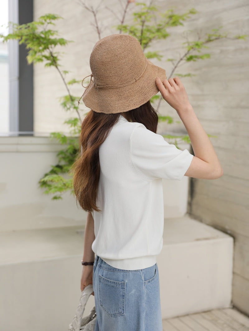 Mu - Korean Women Fashion - #womensfashion - Shot Short Sleeve Collar Cool Knit - 10
