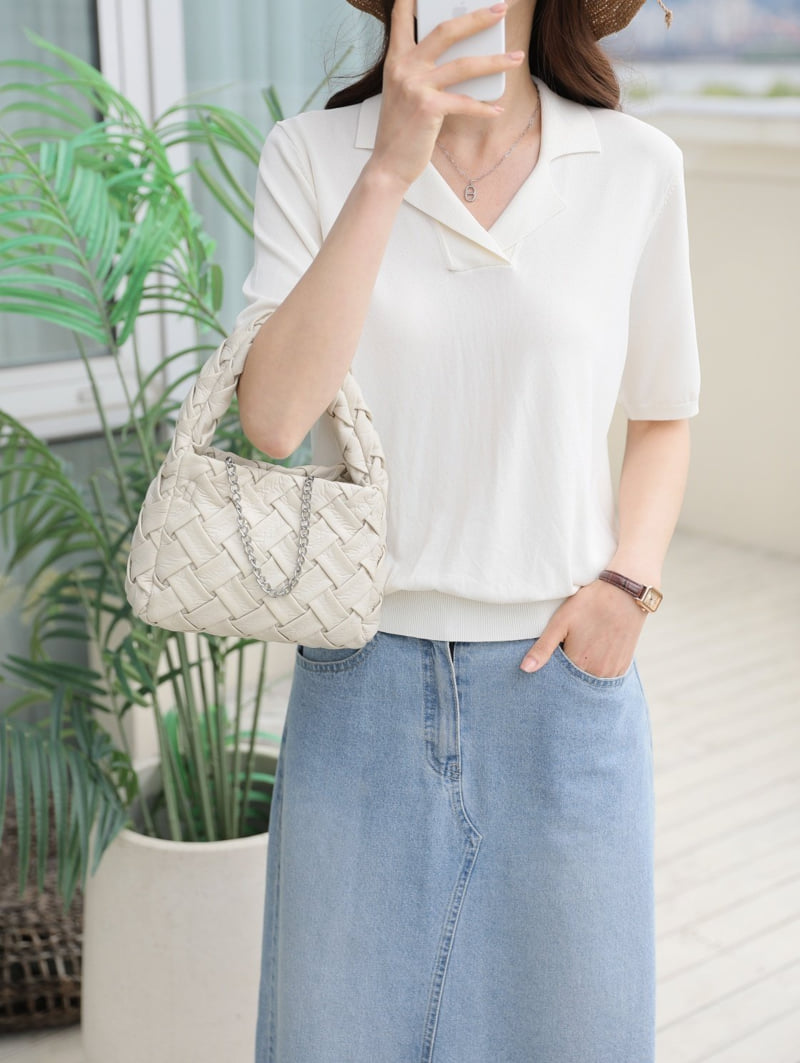 Mu - Korean Women Fashion - #womensfashion - Shot Short Sleeve Collar Cool Knit - 2
