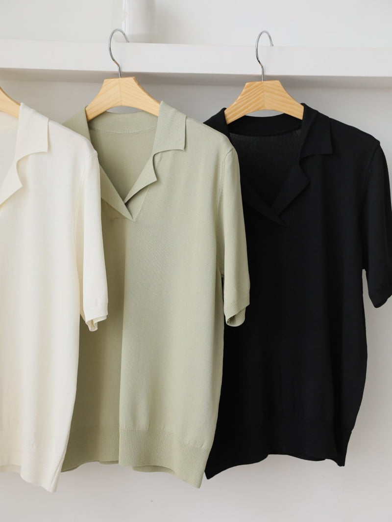 Mu - Korean Women Fashion - #womensfashion - Shot Short Sleeve Collar Cool Knit - 8