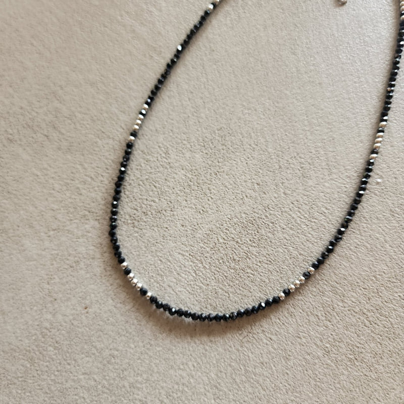 Newerly - Korean Women Fashion - #momslook - Surgical Black Slim Beads Ball Necklace - 5