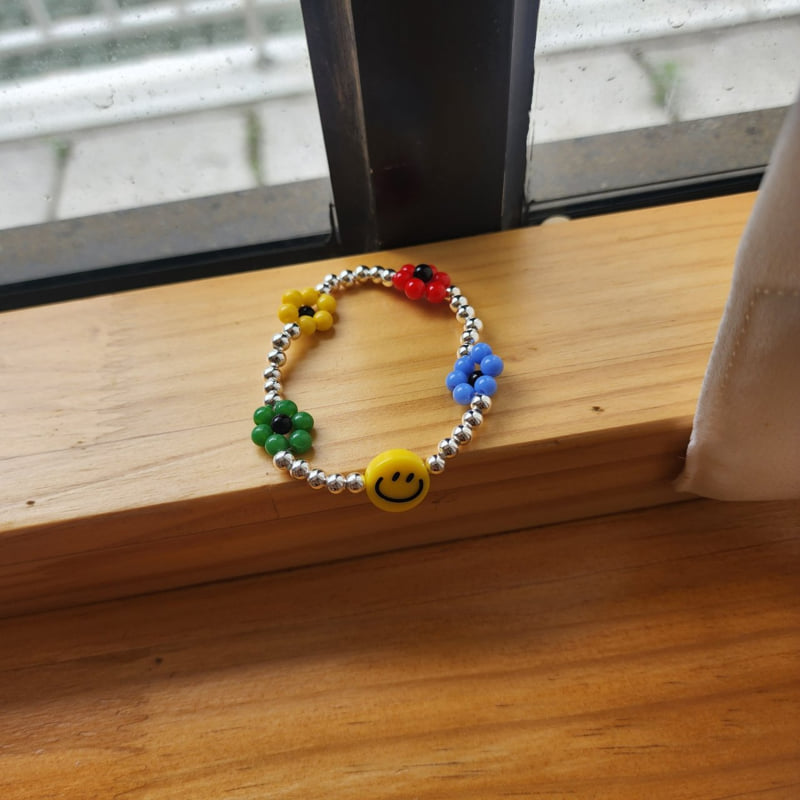 Newerly - Korean Women Fashion - #momslook - 92.5 Silver Bold Kitsch Smile Bead Bracelet - 3