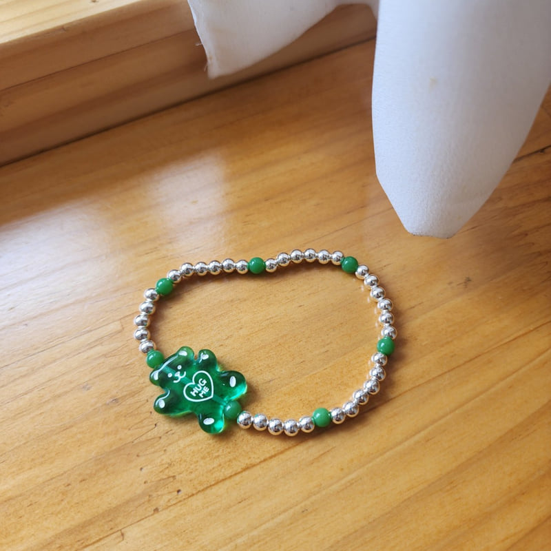 Newerly - Korean Women Fashion - #womensfashion - 92.5 Silver Big Bear Bead Bracelet - 4