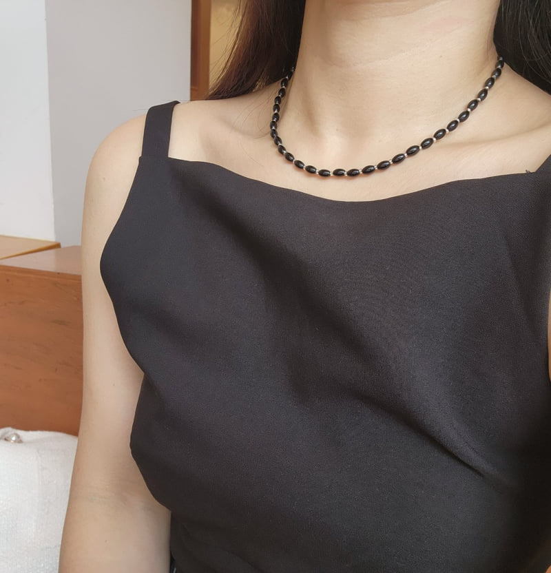 Newerly - Korean Women Fashion - #momslook - Oval Glass Beads Necklace - 3