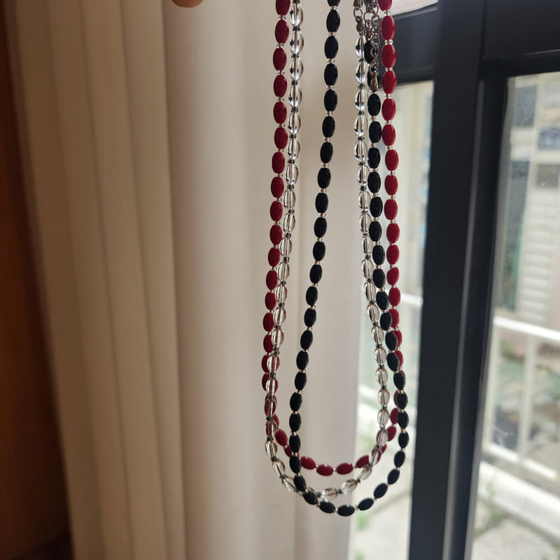 Newerly - Korean Women Fashion - #momslook - Oval Glass Beads Necklace - 5