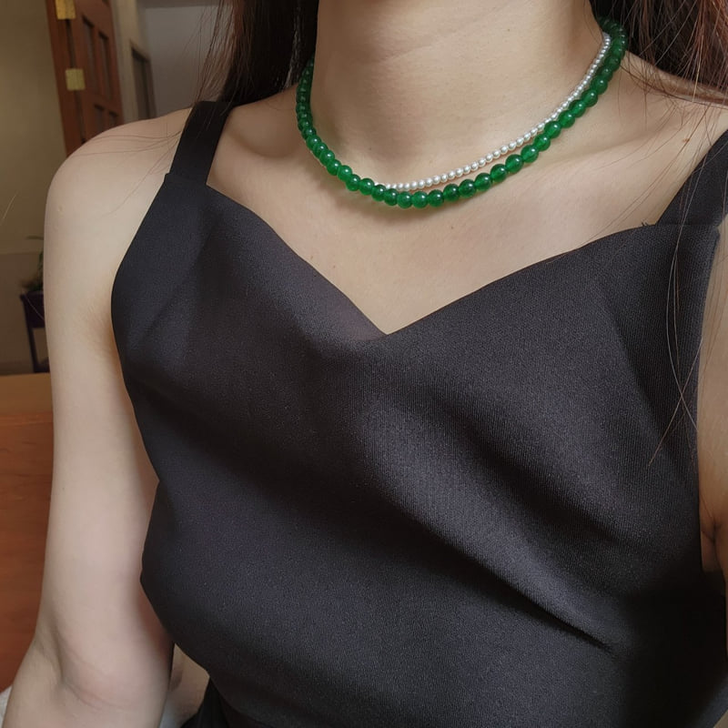 Newerly - Korean Women Fashion - #momslook - White Jade Beads Necklace - 2