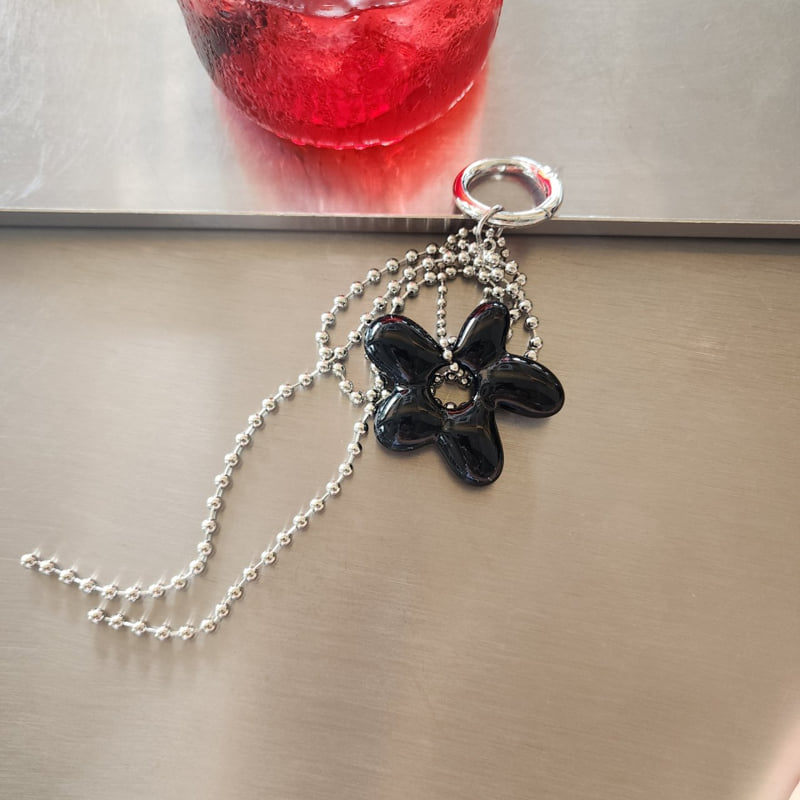 Newerly - Korean Women Fashion - #momslook - Flower Ball Chain Keyring - 2