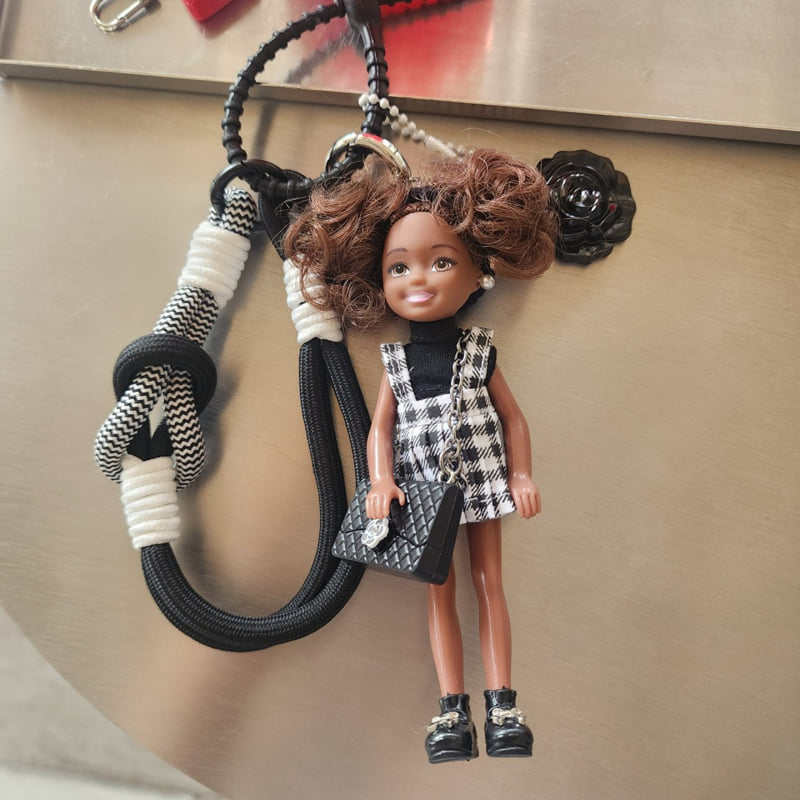 Newerly - Korean Women Fashion - #momslook - Black Doll Keyring Bag Charm