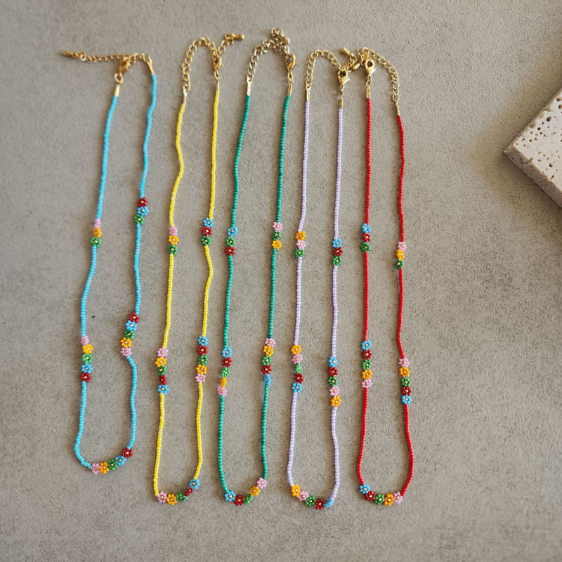 Newerly - Korean Women Fashion - #momslook - Petite Flower Handmade Necklace