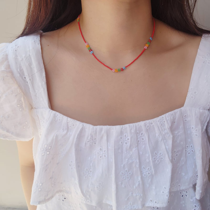 Newerly - Korean Women Fashion - #momslook - Petite Flower Handmade Necklace - 3