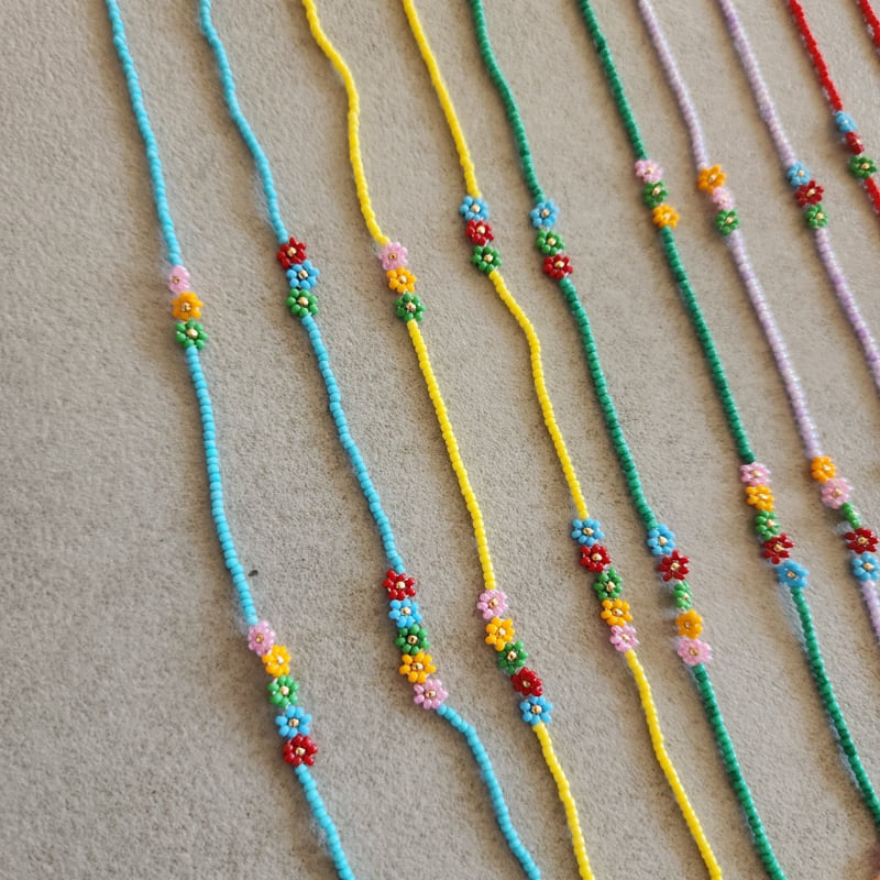 Newerly - Korean Women Fashion - #momslook - Petite Flower Handmade Necklace - 5