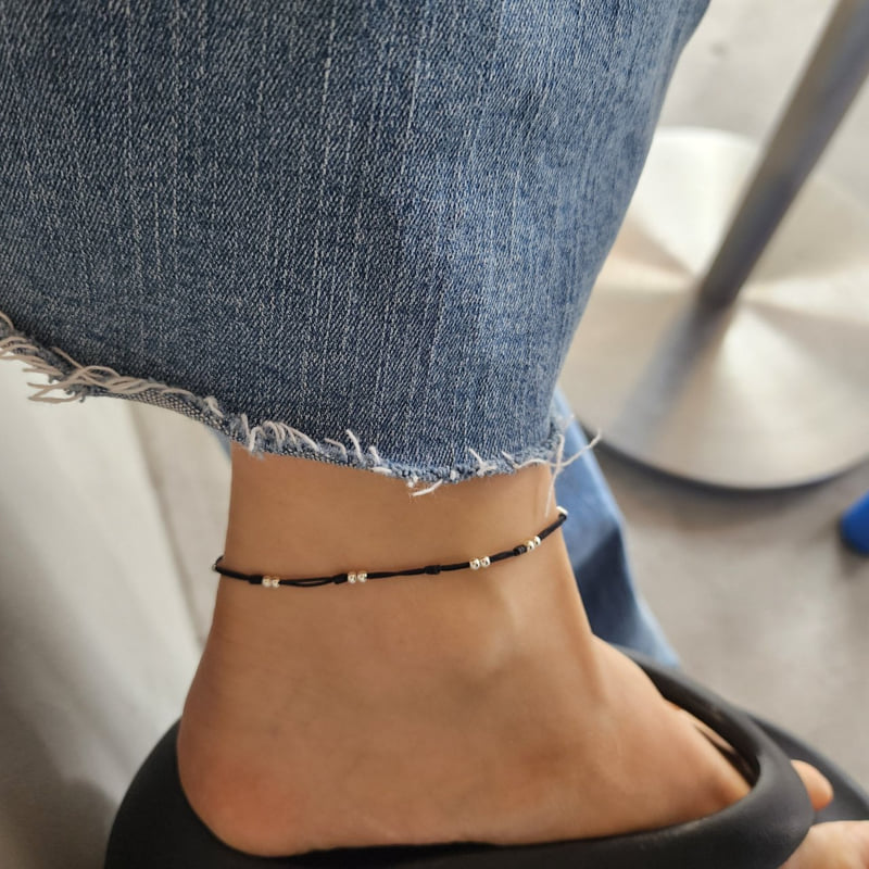 Newerly - Korean Women Fashion - #momslook - 92.5 Silver Ball String Anklet - 3