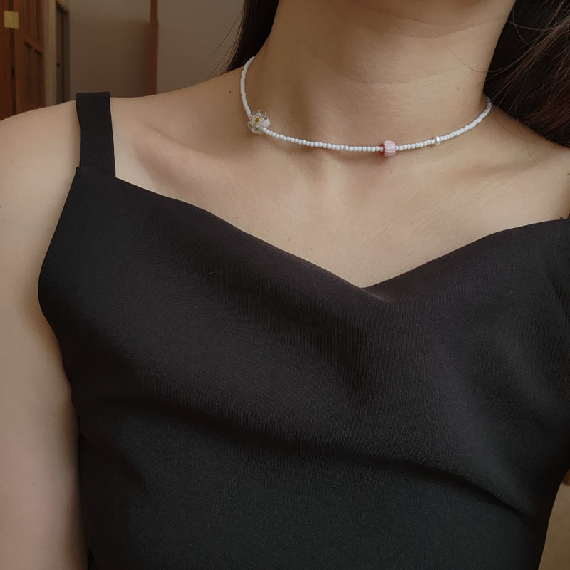 Newerly - Korean Women Fashion - #momslook - Flower Stone Beaded Necklace - 6
