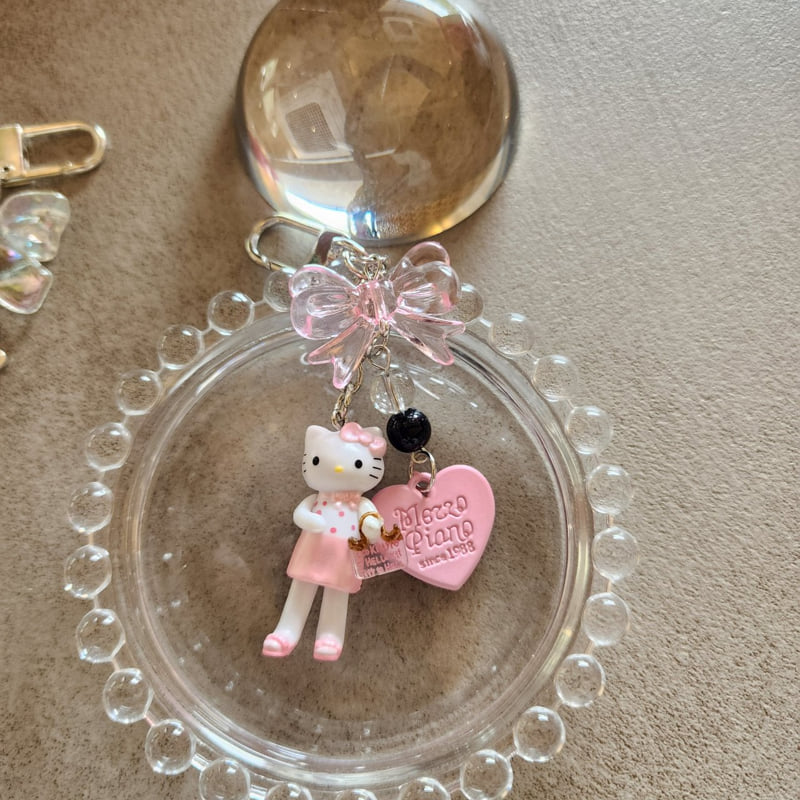 Newerly - Korean Women Fashion - #shopsmall - Star Heart Standing Cat Beads Keyring - 5
