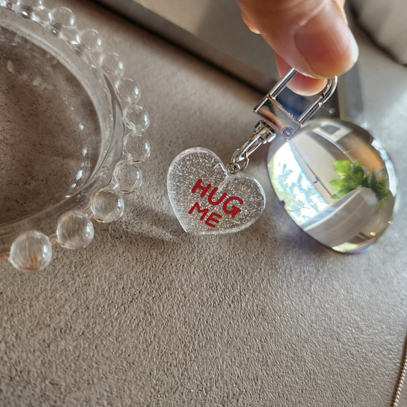 Newerly - Korean Women Fashion - #thatsdarling - Pearl Heart Hug Me Mini Keyring - 3