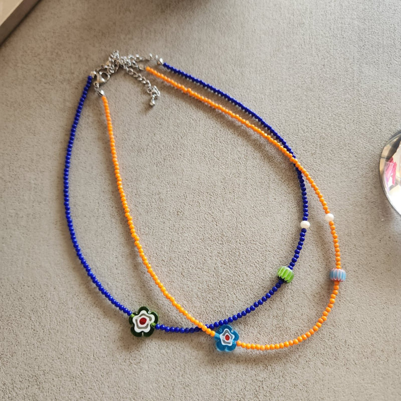 Newerly - Korean Women Fashion - #thatsdarling - Flower Stone Beaded Necklace - 2