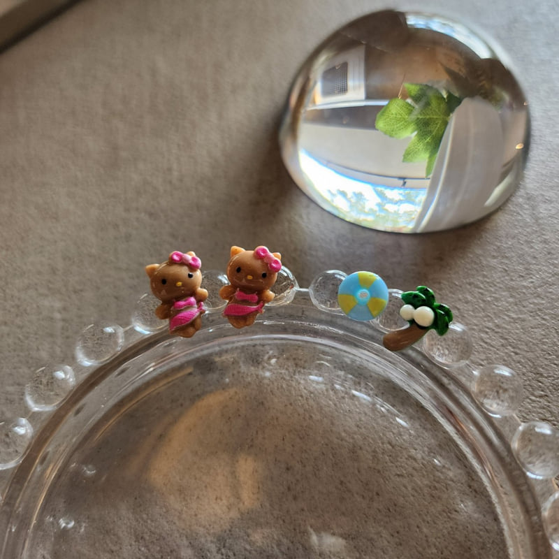 Newerly - Korean Women Fashion - #vintagekidsstyle - 92.5 Silver Kitty Earring Set (set of 4) - 2