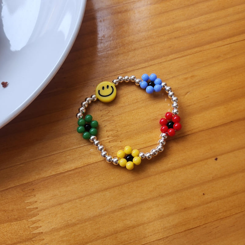 Newerly - Korean Women Fashion - #womensfashion - 92.5 Silver Bold Kitsch Smile Bead Bracelet - 2