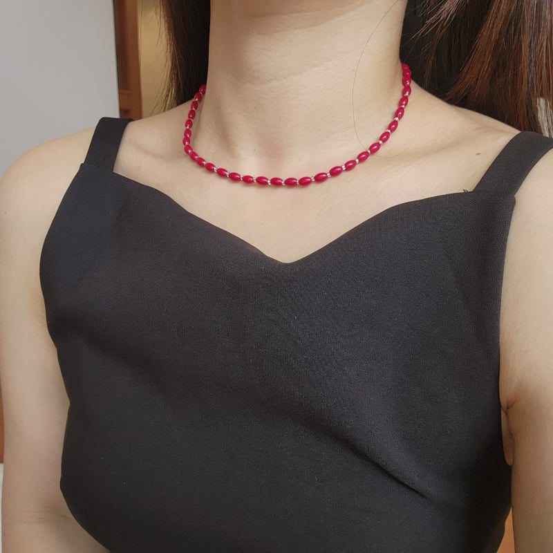 Newerly - Korean Women Fashion - #womensfashion - Oval Glass Beads Necklace - 2