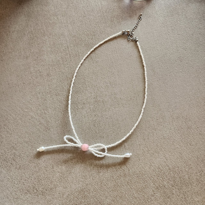 Newerly - Korean Women Fashion - #momslook - Ribbon Beads Choker Necklace - 4