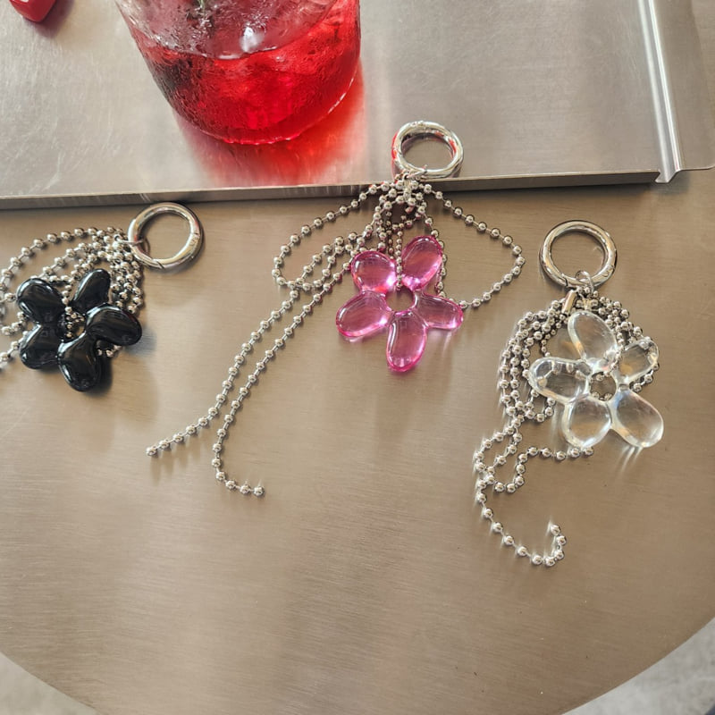 Newerly - Korean Women Fashion - #womensfashion - Flower Ball Chain Keyring
