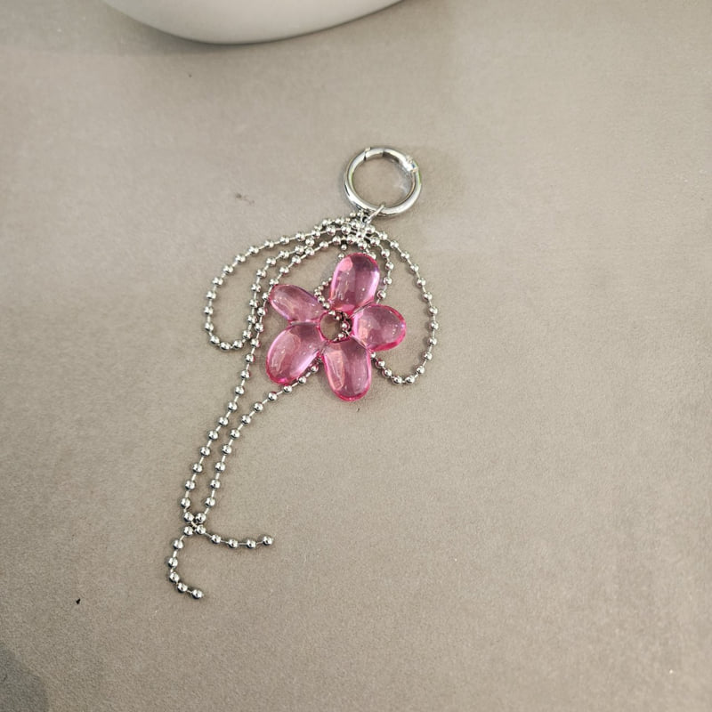 Newerly - Korean Women Fashion - #womensfashion - Flower Ball Chain Keyring - 3