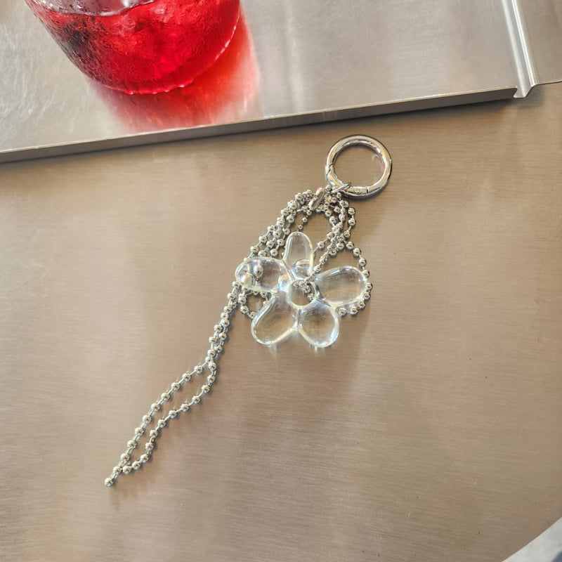 Newerly - Korean Women Fashion - #womensfashion - Flower Ball Chain Keyring - 5
