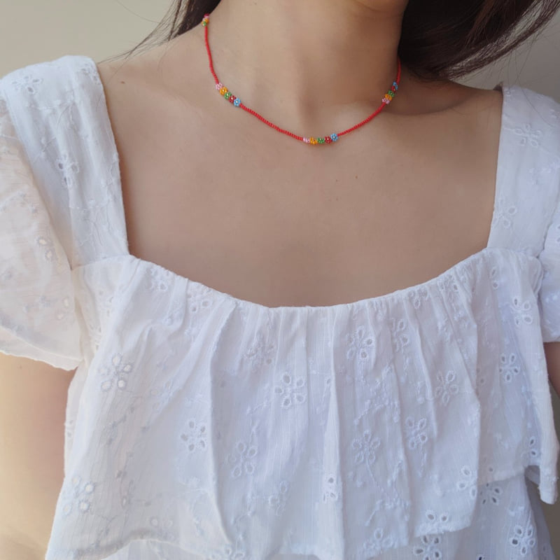 Newerly - Korean Women Fashion - #momslook - Petite Flower Handmade Necklace - 4