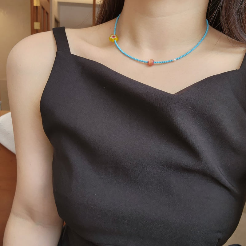 Newerly - Korean Women Fashion - #womensfashion - Flower Stone Beaded Necklace - 5