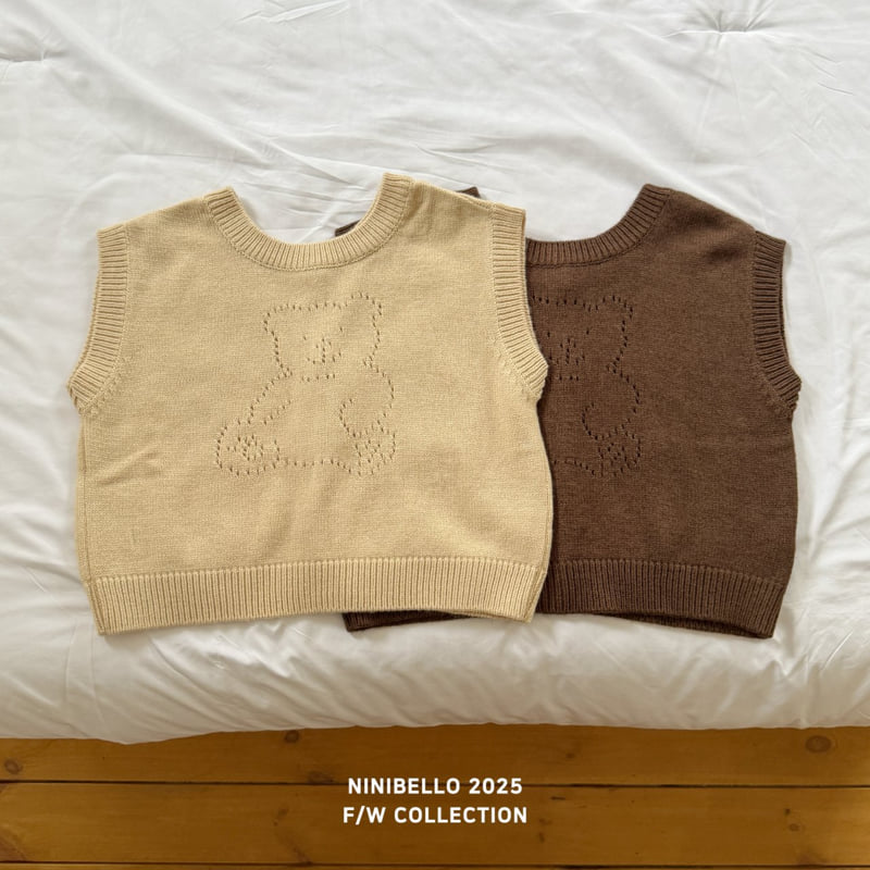 Ninibello - Korean Baby Fashion - #babyboutique - Bear Punching Knit Vest - 8