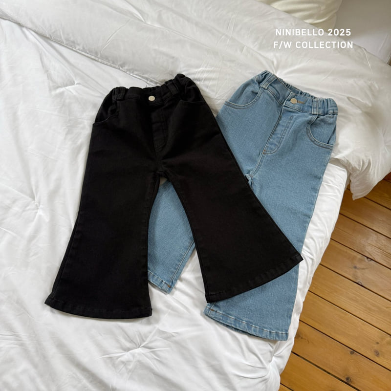Ninibello - Korean Baby Fashion - #babyboutiqueclothing - Ribbon Denim Bootcut Pants