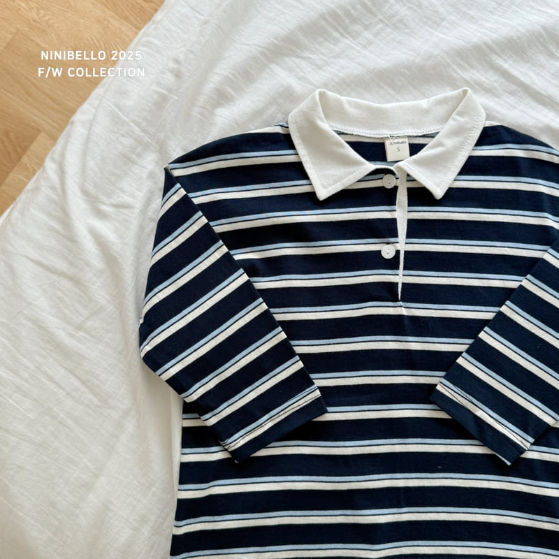 Ninibello - Korean Baby Fashion - #babyfashion - Multi Stripe Collar Tee - 6