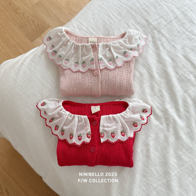 Ninibello - Korean Baby Fashion - #babyfever - Berry Eyelet Cardigan - 6