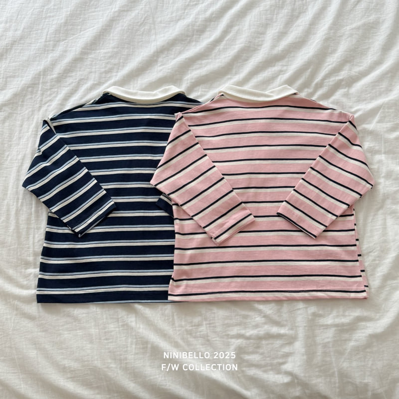 Ninibello - Korean Baby Fashion - #babyfever - Multi Stripe Collar Tee - 7