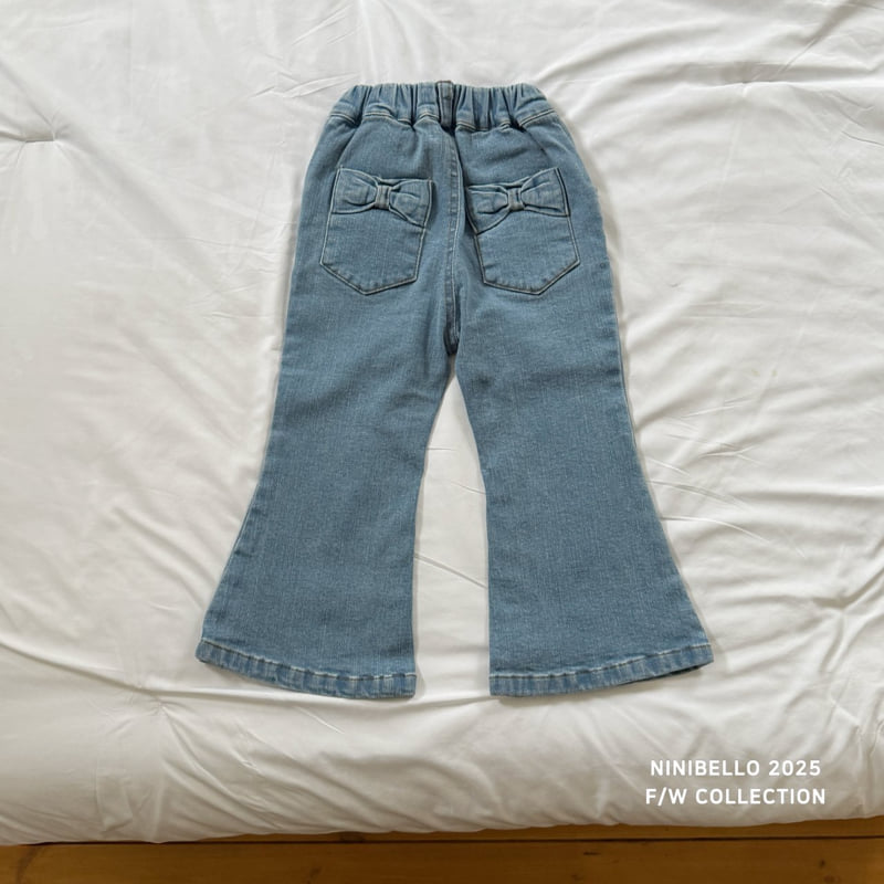 Ninibello - Korean Baby Fashion - #babyfashion - Ribbon Denim Bootcut Pants - 4