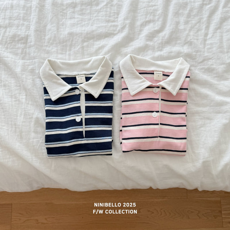 Ninibello - Korean Baby Fashion - #babygirlfashion - Multi Stripe Collar Tee - 8