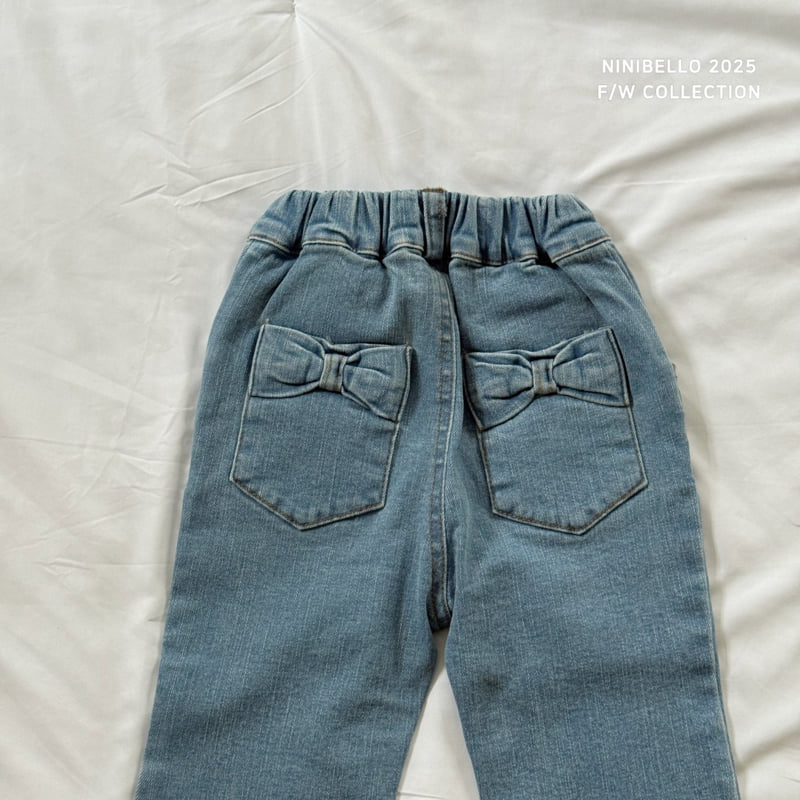 Ninibello - Korean Baby Fashion - #babyoninstagram - Ribbon Denim Bootcut Pants - 7