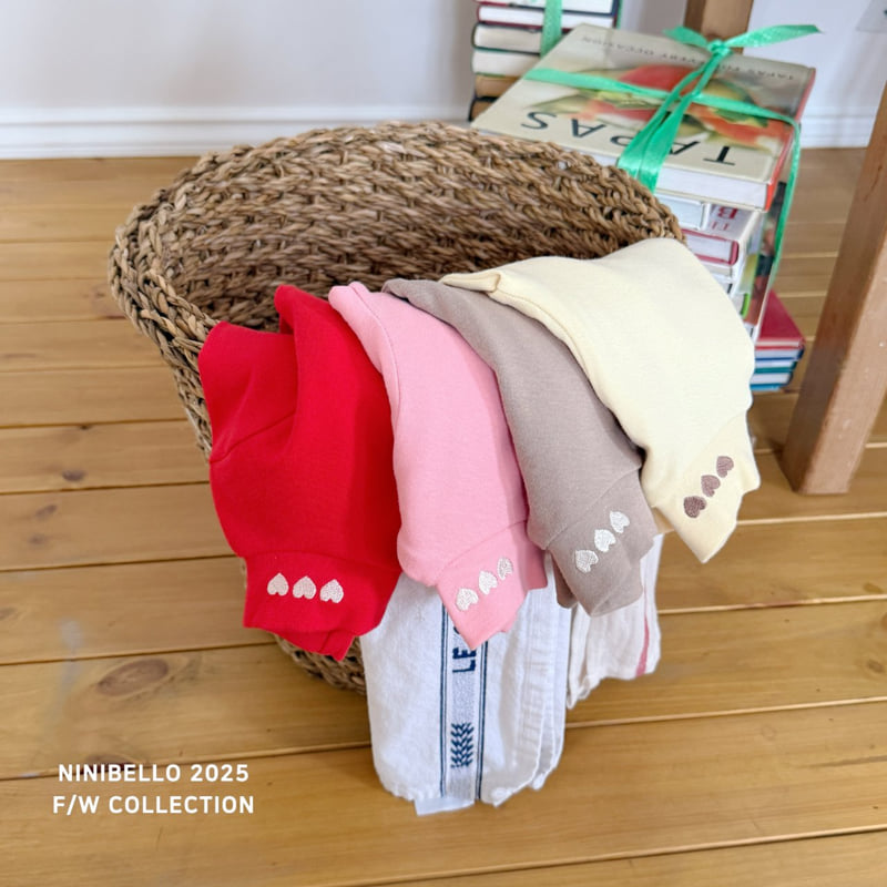 Ninibello - Korean Baby Fashion - #babyootd - Heart Color Turtleneck Tee