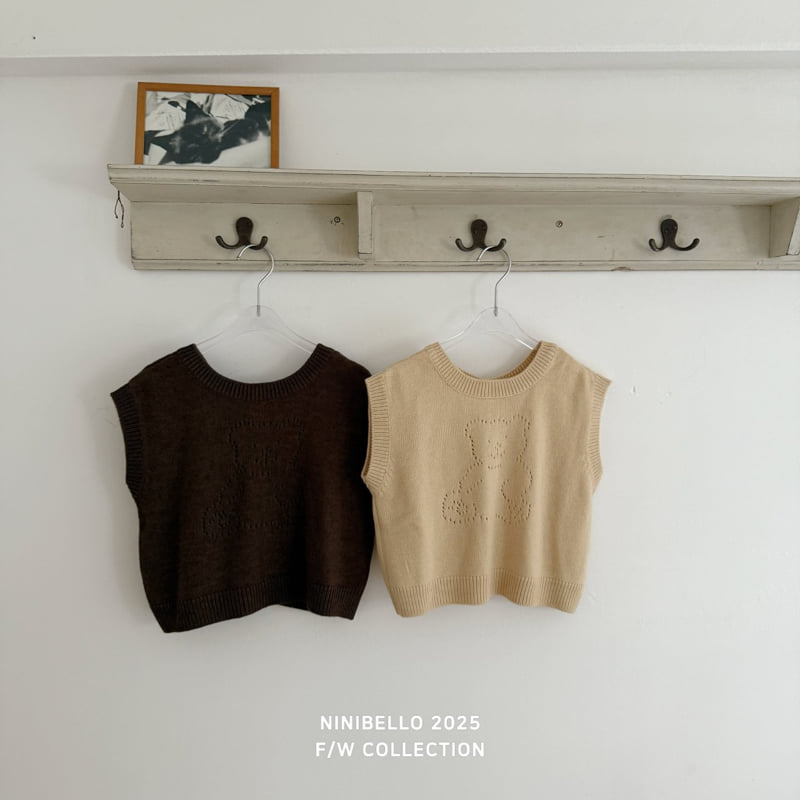 Ninibello - Korean Baby Fashion - #babyootd - Bear Punching Knit Vest