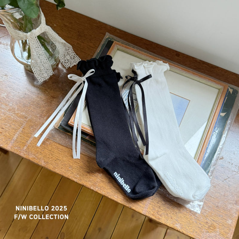 Ninibello - Korean Baby Fashion - #babyoutfit - Back Ribbon Knee Socks Set