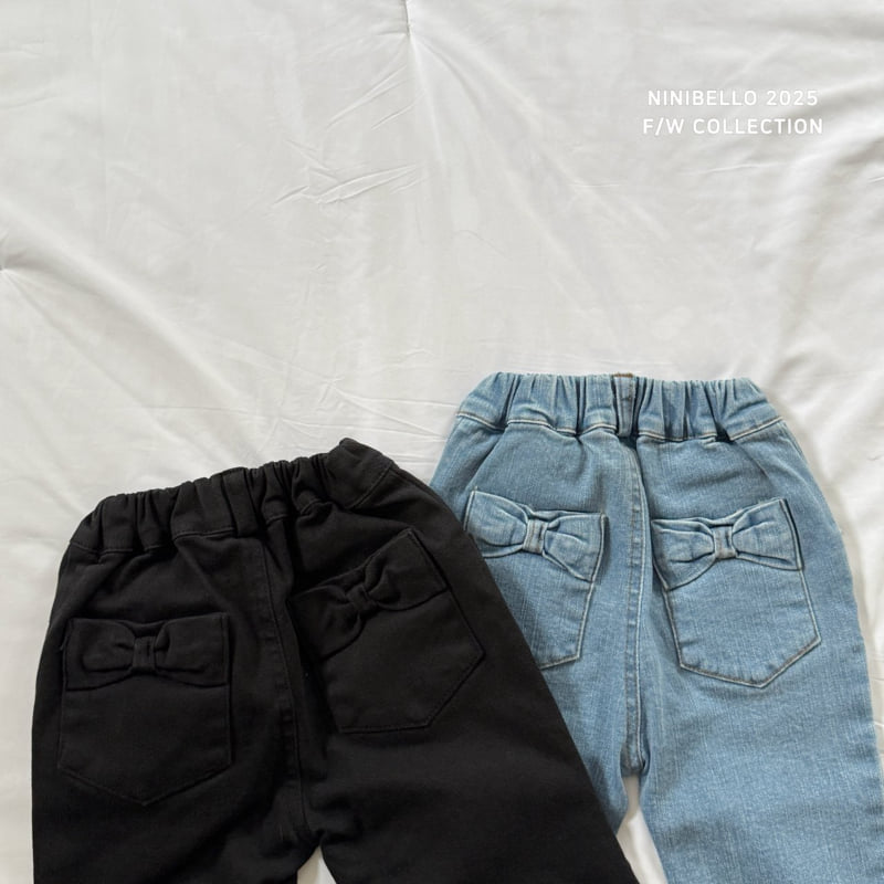 Ninibello - Korean Baby Fashion - #babyoutfit - Ribbon Denim Bootcut Pants - 9