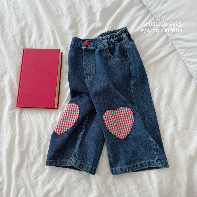 Ninibello - Korean Baby Fashion - #babyoutfit - Heart Denim Pants - 5