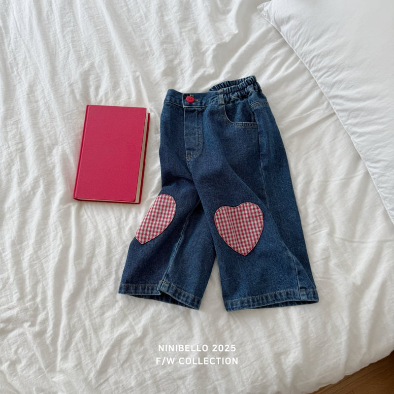 Ninibello - Korean Baby Fashion - #babyoutfit - Heart Denim Pants - 6
