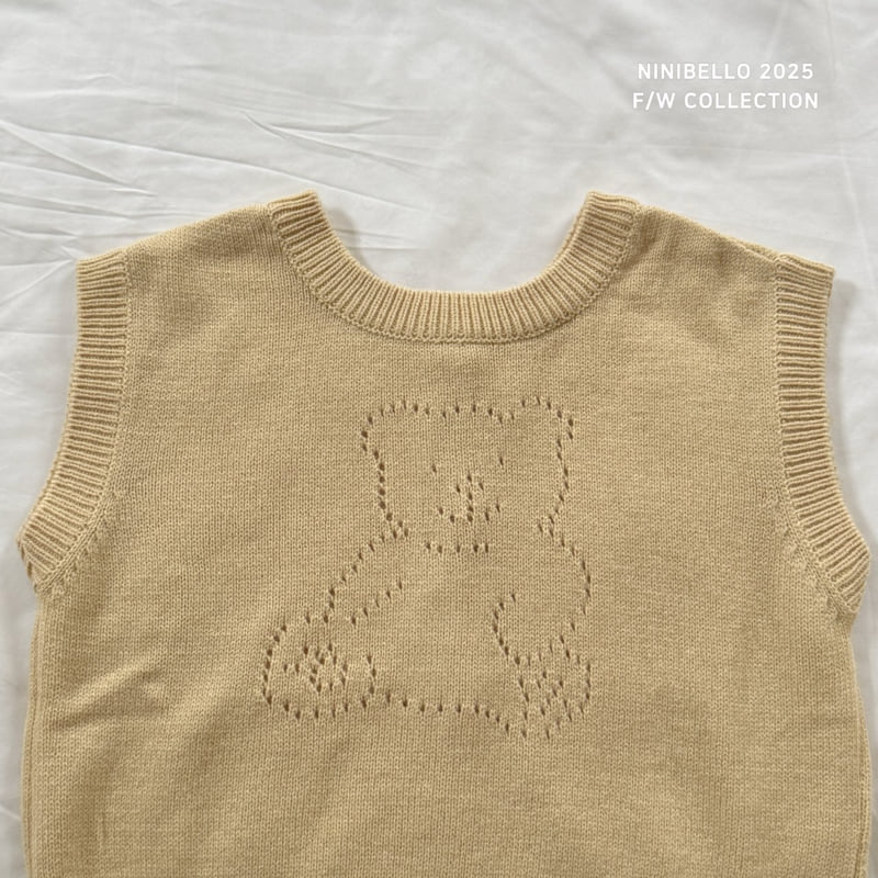Ninibello - Korean Baby Fashion - #babyoutfit - Bear Punching Knit Vest - 4