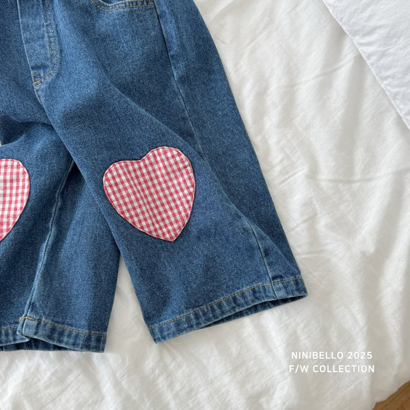 Ninibello - Korean Baby Fashion - #onlinebabyboutique - Heart Denim Pants - 8