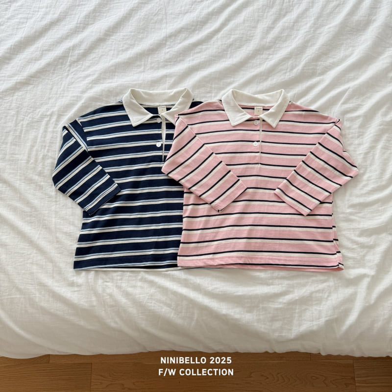 Ninibello - Korean Baby Fashion - #onlinebabyshop - Multi Stripe Collar Tee