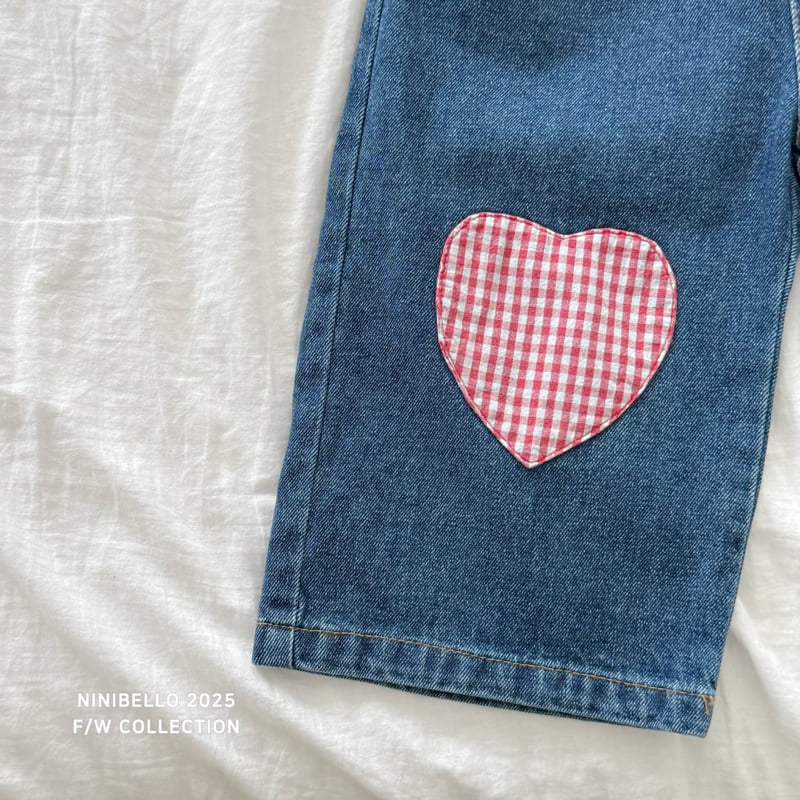 Ninibello - Korean Baby Fashion - #onlinebabyshop - Heart Denim Pants - 9