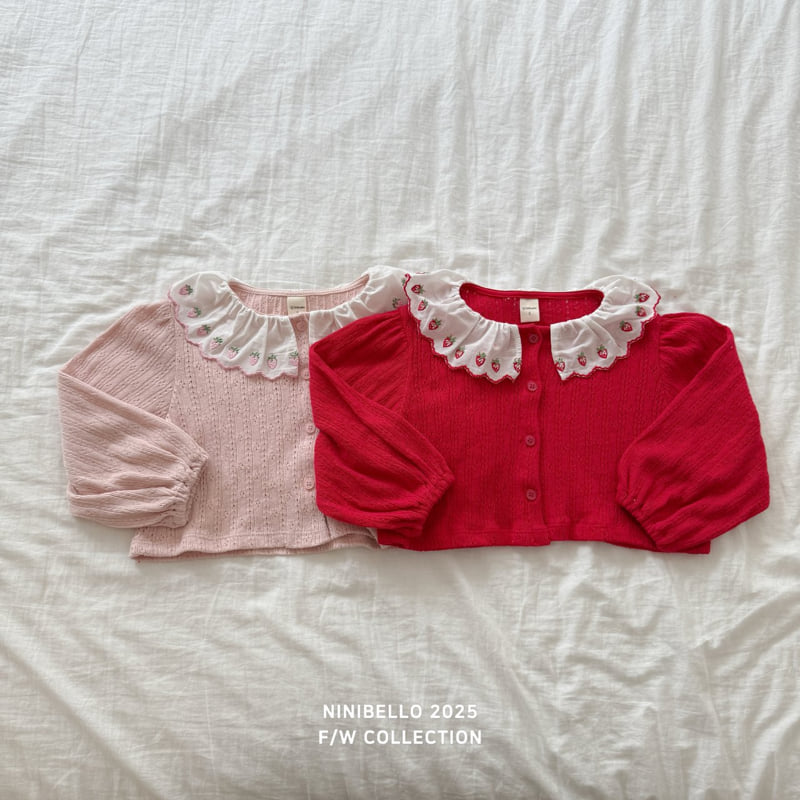 Ninibello - Korean Baby Fashion - #smilingbaby - Berry Eyelet Cardigan
