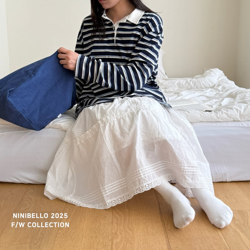 Ninibello - Korean Women Fashion - #momslook - Multi Stripe Collar Tee (Adult) - 10